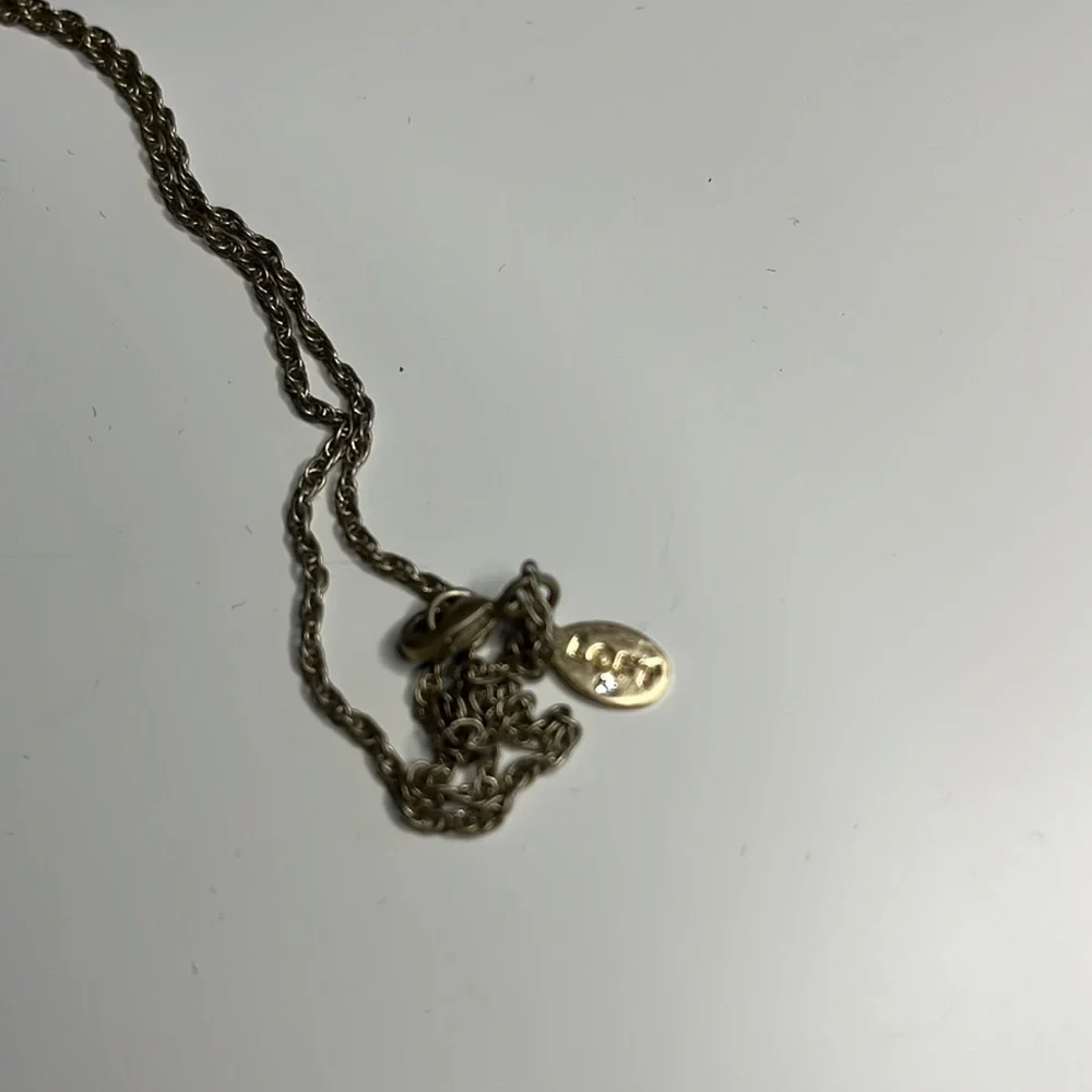 Ann Taylor LOFT two tone geometric diamond drop  pendant necklace - Picture 4 of 4